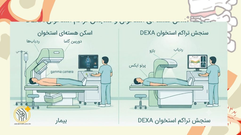 جدول مقایسه تفاوت اسکن استخوان و تراکم استخوان